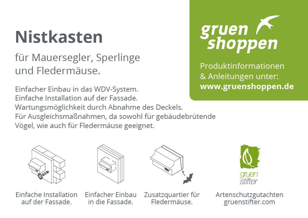 Mauerseglernistkasten für Mauersegler, Sperlinge und Fledermäuse